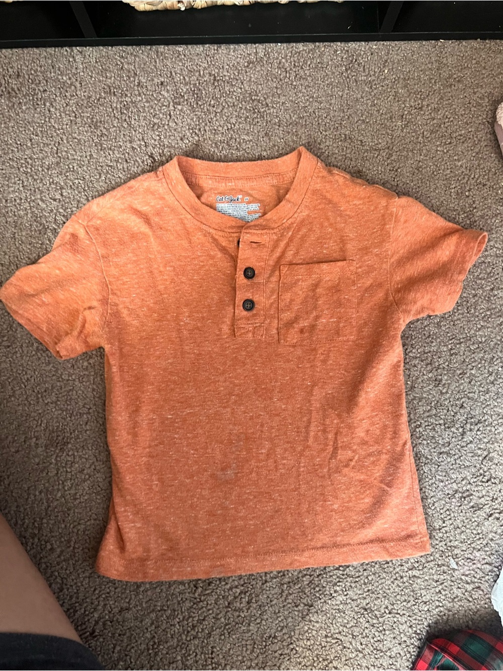 Cat & Jack Orange Short-Sleeve Henley Pocket Tee